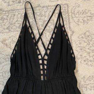 Black Cut-Out Backless Romper Size S